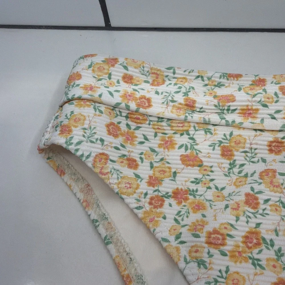 Billabong Ain't She Sweet Tanlines Rise Bikini Bottom‎ Large Orange Floral NEW!